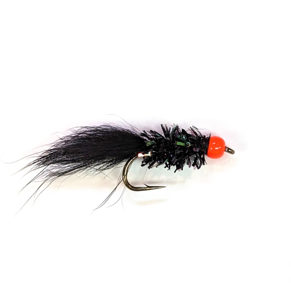 Orange Bead Micro Leech – Black – Little Fort Fly and Tackle